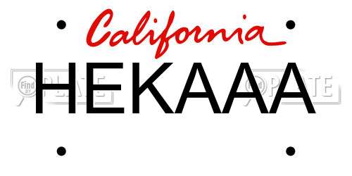HEKAAA California License Plate