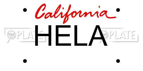 HELA California License Plate