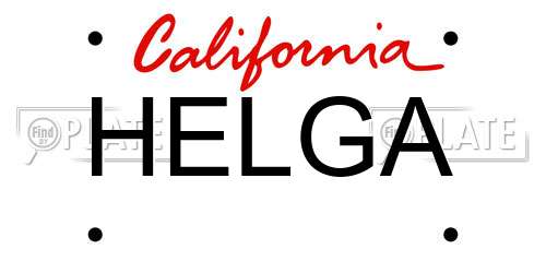 HELGA California License Plate