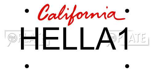 HELLA1 California License Plate