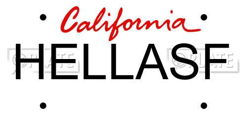 HELLASF California License Plate