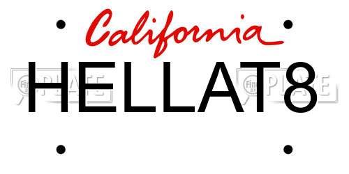 HELLAT8 California License Plate