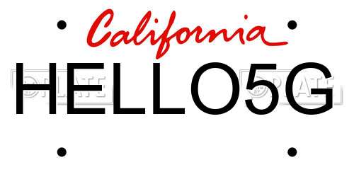 HELLO5G California License Plate