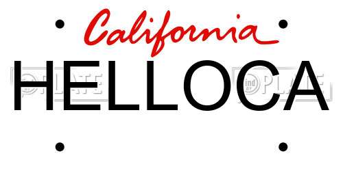 HELLOCA California License Plate
