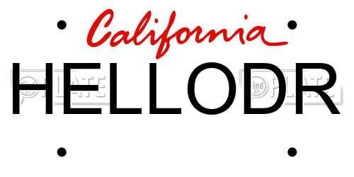 HELLODR California License Plate