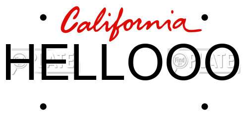 HELLOOO California License Plate