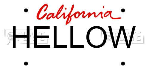 HELLOW California License Plate