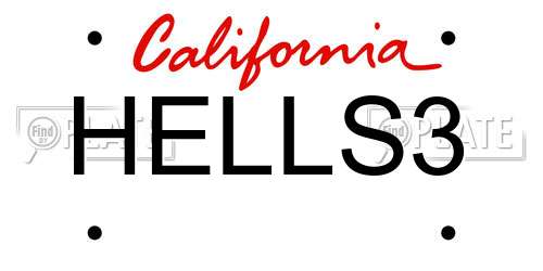 HELLS3 California License Plate