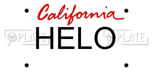 HELO California License Plate