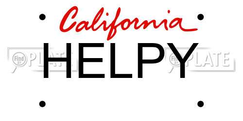 HELPY California License Plate