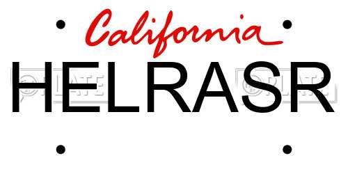 HELRASR California License Plate