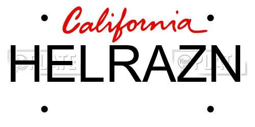 HELRAZN California License Plate