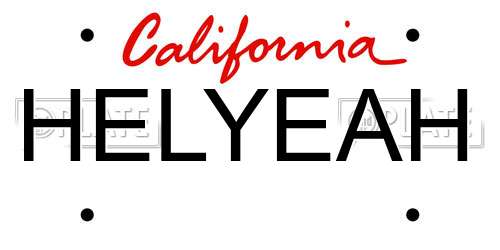 HELYEAH California License Plate