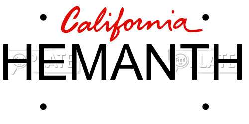 HEMANTH California License Plate