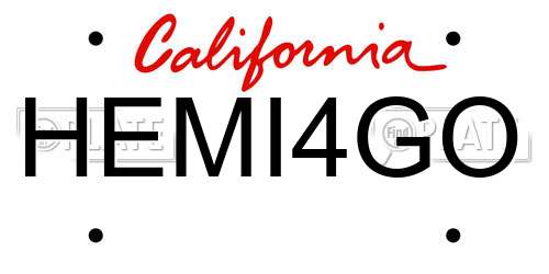 HEMI4GO California License Plate