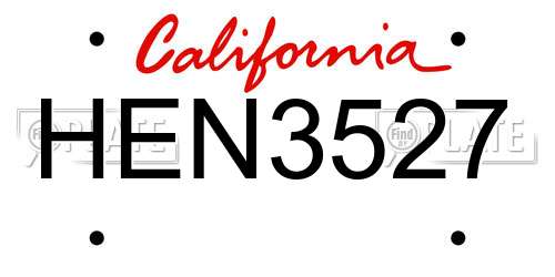 HEN3527 California License Plate