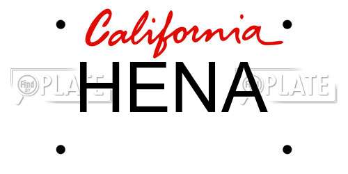 HENA California License Plate