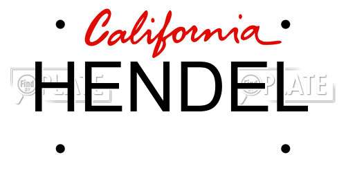 HENDEL California License Plate