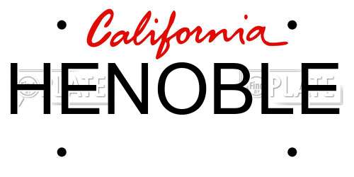 HENOBLE California License Plate