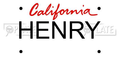 HENRY California License Plate