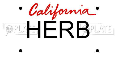 HERB California License Plate