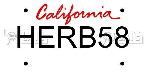 HERB58 California License Plate