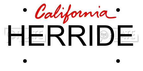 HERRIDE California License Plate