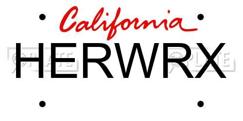 HERWRX California License Plate