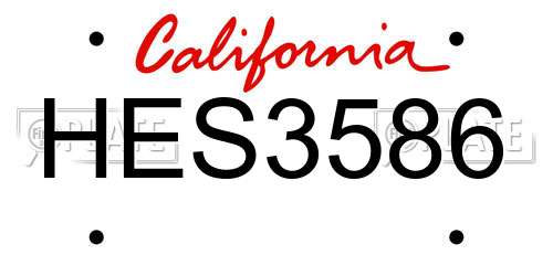 HES3586 California License Plate