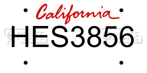 HES3856 California License Plate