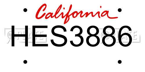 HES3886 California License Plate