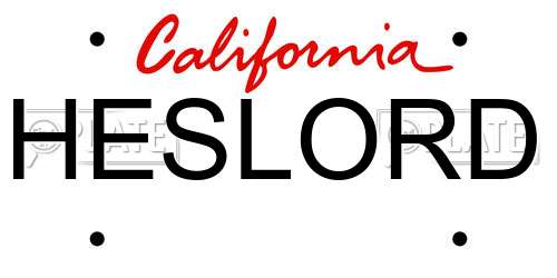 HESLORD California License Plate