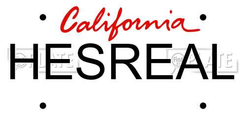 HESREAL California License Plate