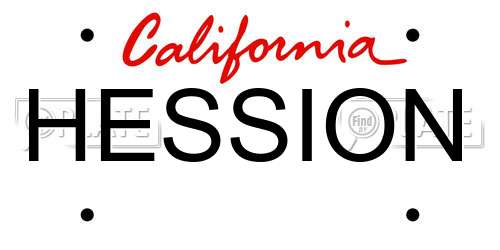 HESSION California License Plate