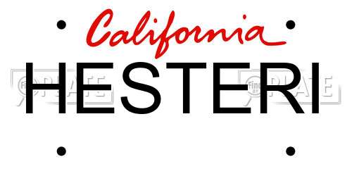 HESTERI California License Plate