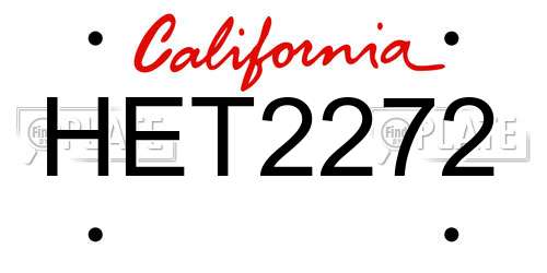 HET2272 California License Plate