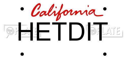 HETDIT California License Plate