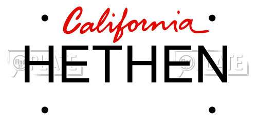 HETHEN California License Plate