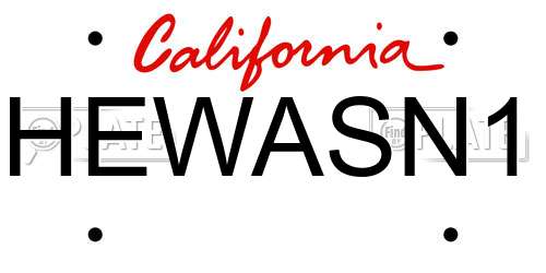 HEWASN1 California License Plate