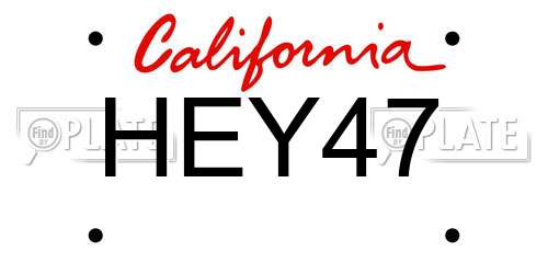 HEY47 California License Plate