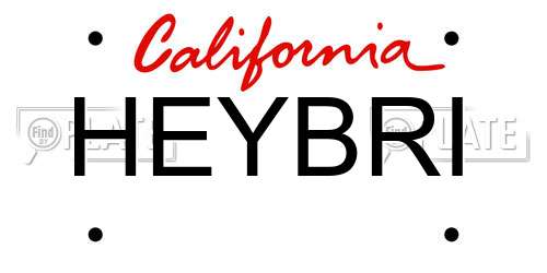 HEYBRI California License Plate