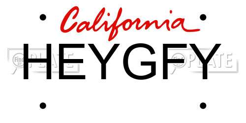 HEYGFY California License Plate