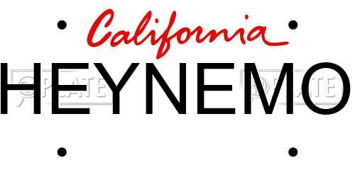 HEYNEMO California License Plate