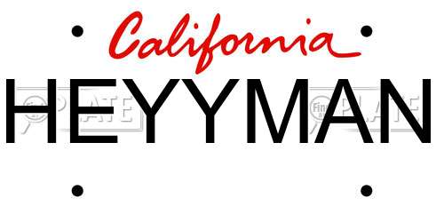 HEYYMAN California License Plate