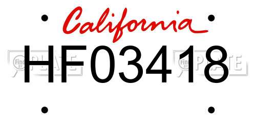HF03418 California License Plate