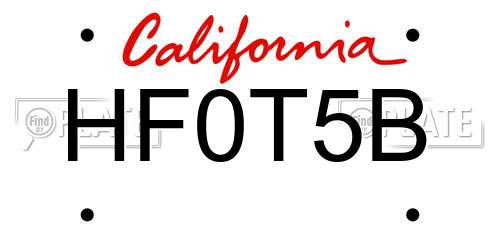 HF0T5B California License Plate