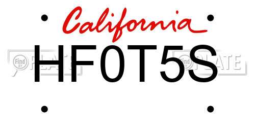 HF0T5S California License Plate