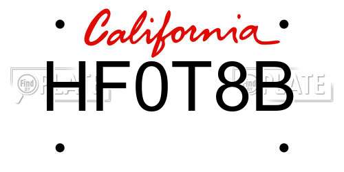 HF0T8B California License Plate