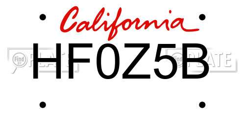 HF0Z5B California License Plate