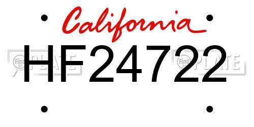 HF24722 California License Plate